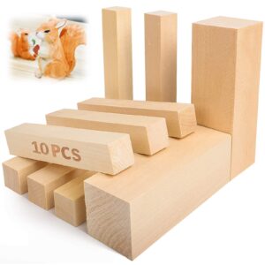 Basswood Carving Blocks - 5ARTH Large Beginner's Premium Wood Carving/Whittling Kit, Suitable for Beginner to Expert - 10 Pcs with Two 6"x 2"x 2" and Eight 6"x 1"x 1" Unfinished Wood Blocks