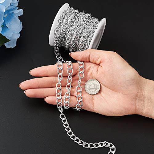 Pandahall 16.4 Feet Aluminium Curb Chains Twisted Links Silver Plated with Spool for Bracelet Necklace Jewelry Making