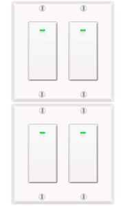 alexa light switch, double smart wifi light switches, smart switch 2 gang compatible with alexa and google home, neutral wire needed, with remote control, timing schedule, no hub required (4pack)