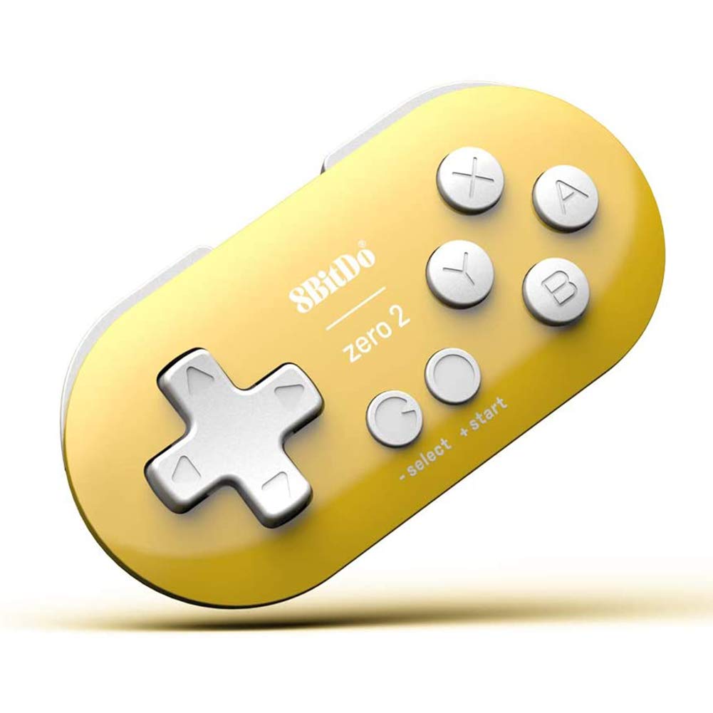 8Bitdo Zero 2 Mini Bluetooth Gamepad for Switch Windows Android MacOS Steam Raspberry Pi (Yellow)