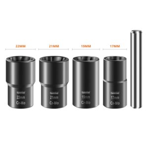 Luckyway 5-Piece Twist Socket Set Lug Nut Remover Extractor Tool Metric Bolt and Lug Nut Extractor Socket Tools