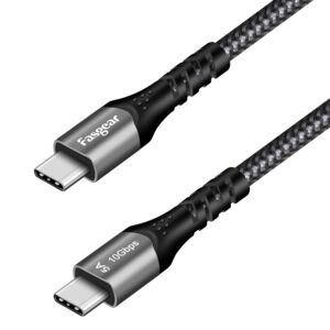fasgear usb c to usb c cable, 1 pack 10ft usb 3.1 gen2 type c 20v/5a fast charging 100w power delivery cords for usb-c device, 10gbps data sync, 4k@60hz video output, quest link(3m,black)