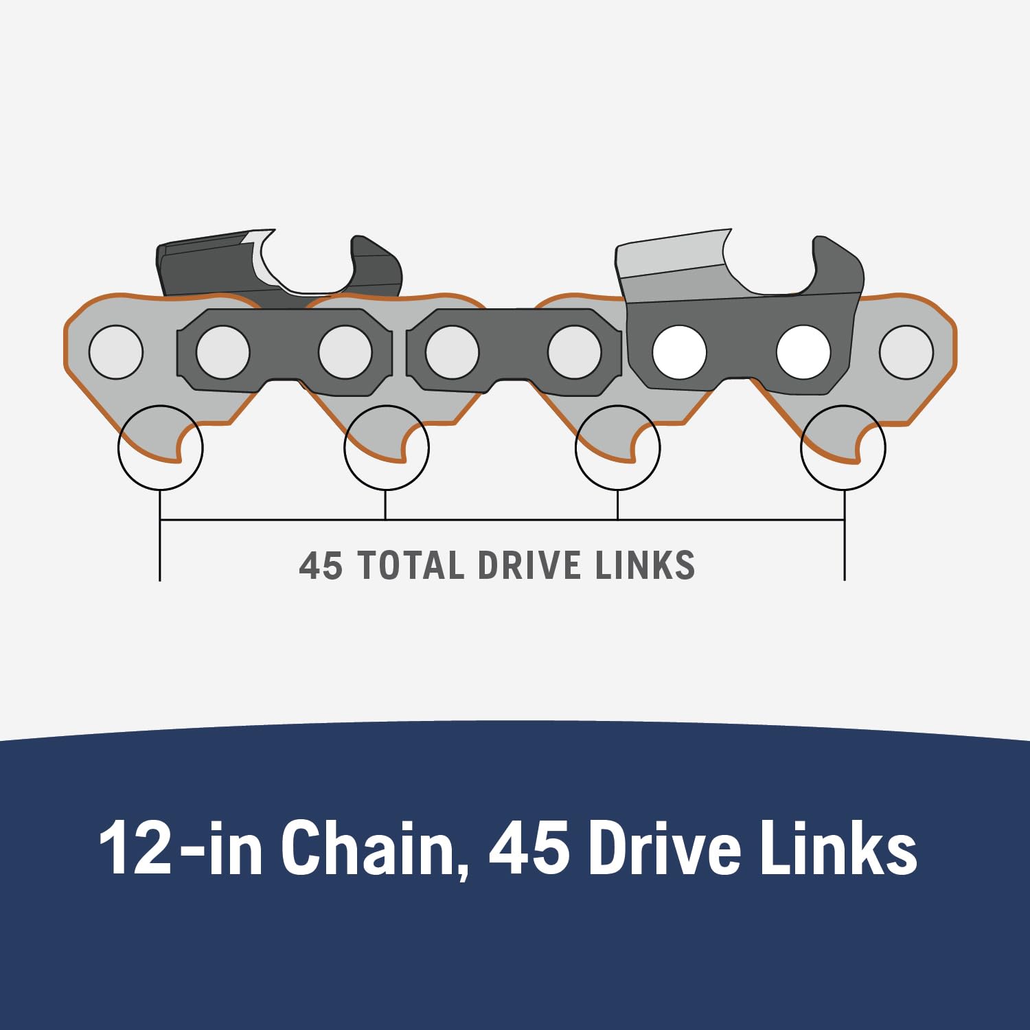 Husqvarna X-Cut S93G 12 Inch Chainsaw Chain, 3/8" Mini Pitch, 050" Gauge, 45 Drive Link Chainsaw Blade Replacement, Pre-Stretched and Low Kickback, Gray