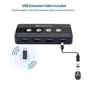 Cable Matters 4 Port USB 3.0 Switch USB Sharing Switch for 4 Computers and USB Peripherals - Button or Wireless Remote Control Switching - Includes a USB-C Adapter for USB-C USB4 and Thunderbolt 4