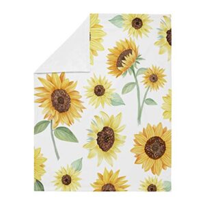 Sweet Jojo Designs Sunflower Baby Girl Receiving Security Swaddle Blanket for Newborn or Toddler Nursery Car Seat Stroller Soft Minky - Yellow, Green and White Farmhouse Watercolor Flower