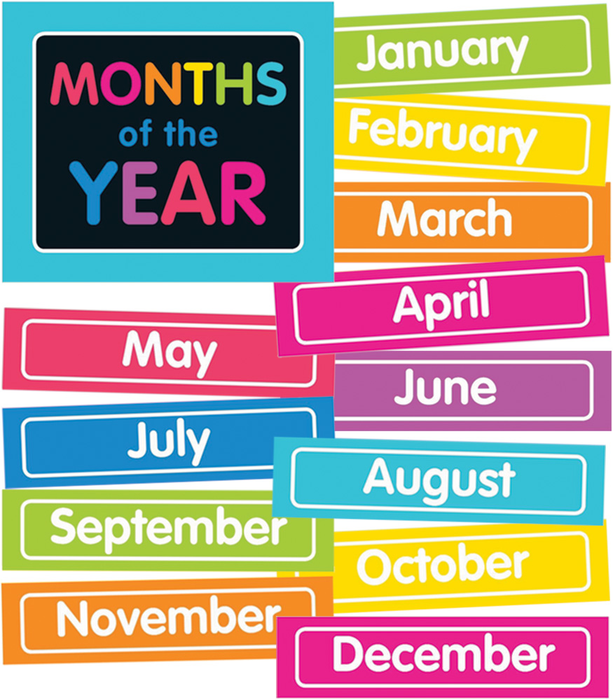 Schoolgirl Style | Just Teach Neon Months of the Year Chart Set | Printable