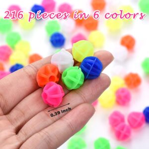 Gejoy 216 Pieces Bicycle Spoke Beads Bicycle Wheel Spokes Beads Assorted Color Plastic Clip Beads Spoke Decoration with Plastic Storage Box