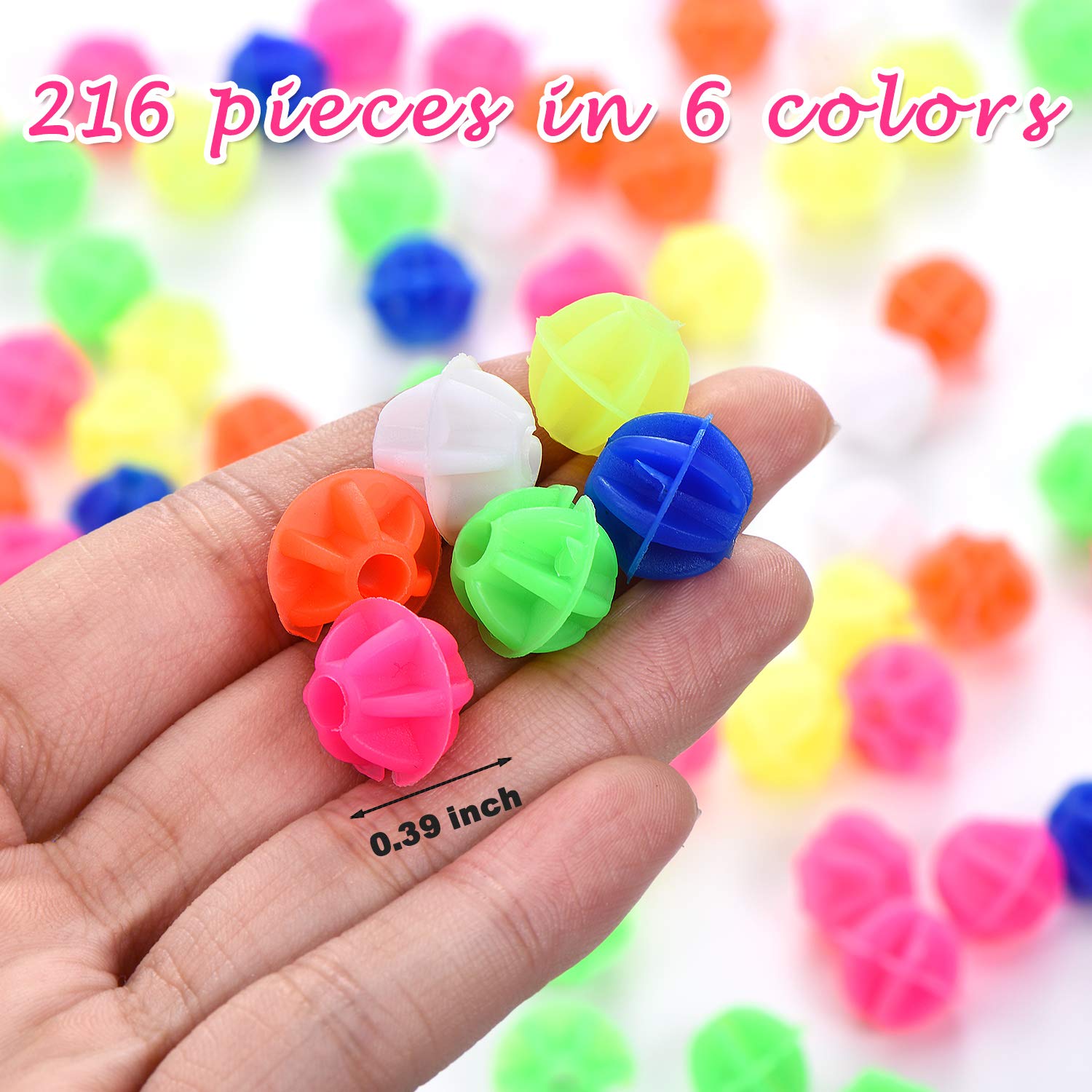 Gejoy 216 Pieces Bicycle Spoke Beads Bicycle Wheel Spokes Beads Assorted Color Plastic Clip Beads Spoke Decoration with Plastic Storage Box