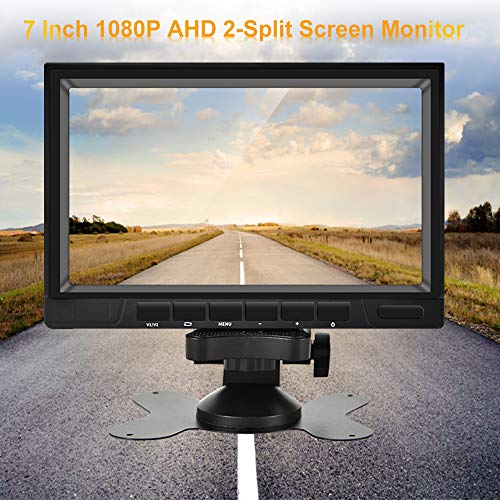 AHD Dual Backup Camera with 7'' 1080P DVR Monitor, Front and Rear View Camera Waterproof Night Vision Reversing Camera for Truck Pick Up RV Camper Bus 12V-36V