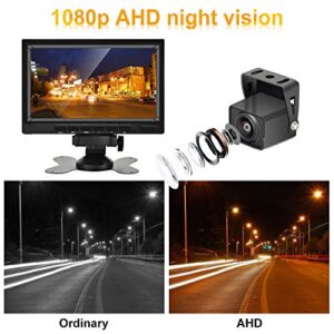 AHD Dual Backup Camera with 7'' 1080P DVR Monitor, Front and Rear View Camera Waterproof Night Vision Reversing Camera for Truck Pick Up RV Camper Bus 12V-36V