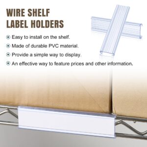 Lenink 20Pcs Wire Shelf Label Holders,Plastic Wire Rack Label Holder Compatible with Metro and Nexel 1-1/4in Shelves,Label Area 6in Lx1.25in H (Label Paper Not Included)