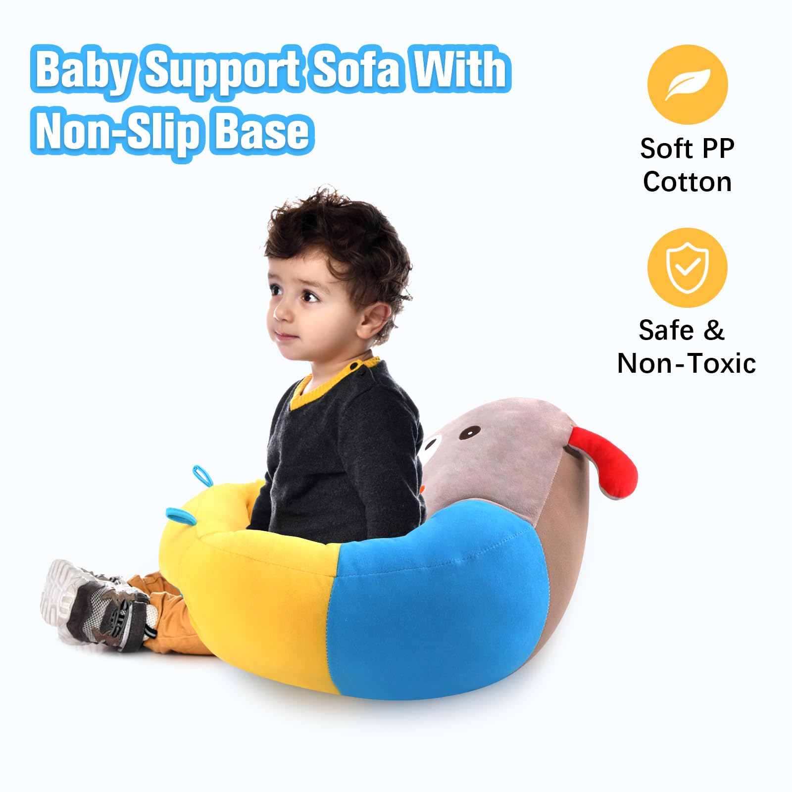 vocheer Sit Me Up Floor Seat for Baby Chair for Sitting Up Support Seat Sofa Plush Animal Shaped Baby Learning to Sit Chair for 3-24 Months,PP Cotton Full Filling(Puppy)