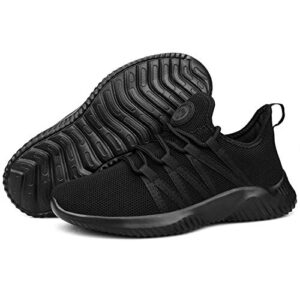 Feethit Womens Slip On Running Shoes Non Slip Walking Shoes Lightweight Gym Workout Shoes Breathable Fashion Sneakers All Black Size 7.5