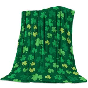 twin size flannel fleece adults bed blanket soft throw-blankets for kids girls boys,green four leaf clover st.patrick's day,lightweight breathable blankets for bedroom living room sofa couch,39x49in