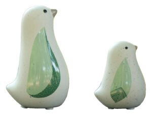 unique sitting birds figurines with green leaf wings , animal statues, home garden décor tabletop ornament a (set of 2)