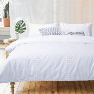 yinfung tufted duvet cover cotton textured boho queen white clipped dot shabby chic jacquard geo elegant pretty cute duvet cover set 90x90 diamond bohemian bedding set zip