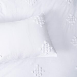 YINFUNG Tufted Duvet Cover Cotton Textured Boho Queen White Clipped Dot Shabby Chic Jacquard Geo Elegant Pretty Cute Duvet Cover Set 90x90 Diamond Bohemian Bedding Set Zip