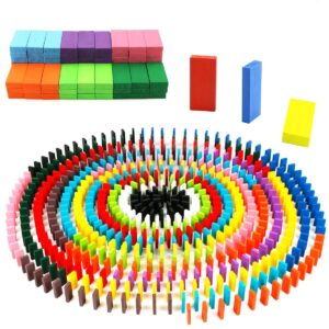 oopsu 480 pcs colorful wooden domino blocks,domino blocks racing toy game racing for birthday party