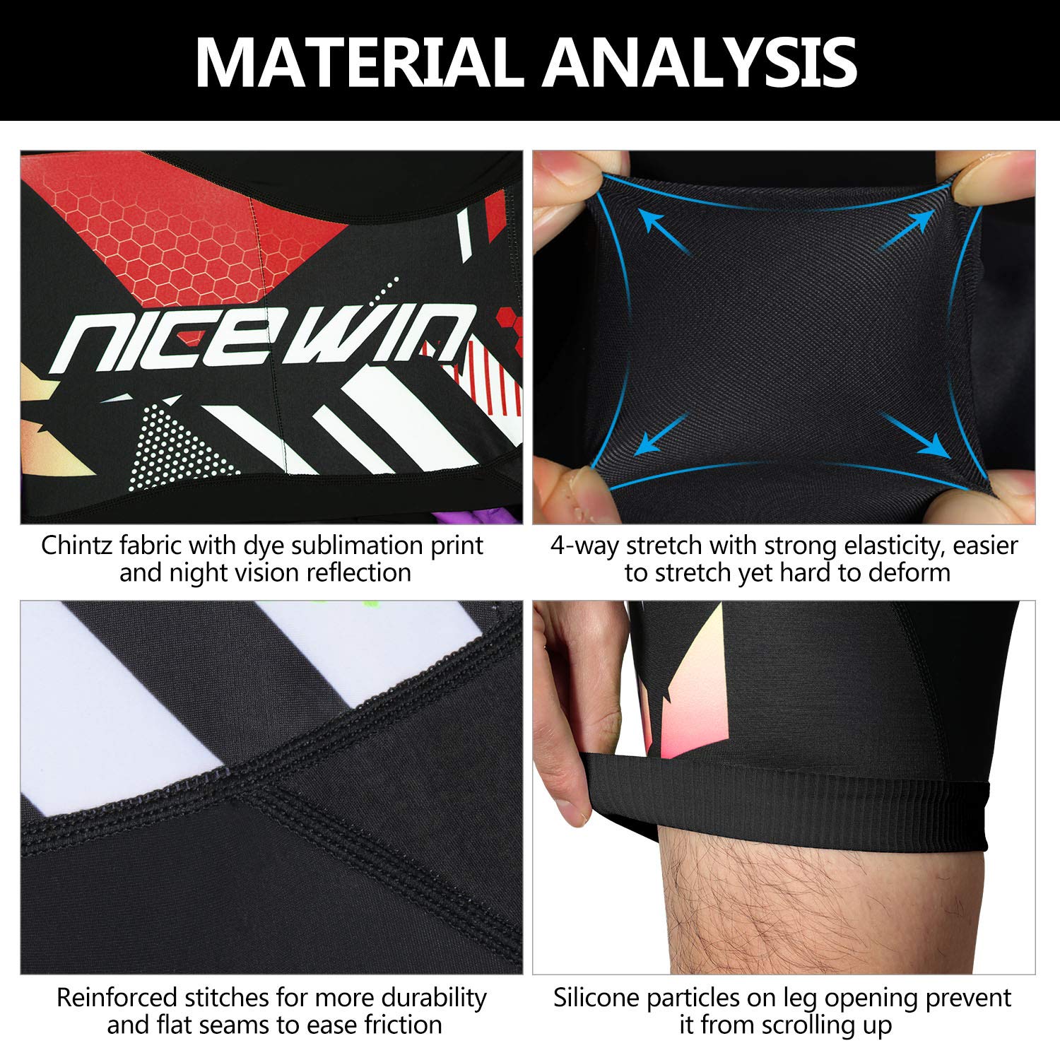 Men's Cycling Shorts Anti-Slip Leg 4D Padded Bike Shorts with 3-Pockets Breathable Biking Bicycle Motorcycle Half-Pants Red L