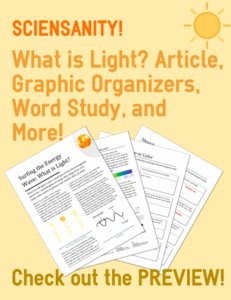 surfing the energy wave: what is light? - passage, graphic organizers, word study, and activities