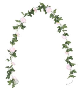 duovlo 8.2ft artificial peony flower garland hanging greenery vine silk floral vine home wedding arch wall craft arrangement decorations,pack of 2 (pink)