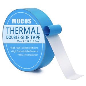 thermal tape, 20 mm x 25m x 0.2mm double side adhesive thermal conductive tape for heatsink, led,igbt, ic chip, computer cpu, gpu, modules, electrically insulated
