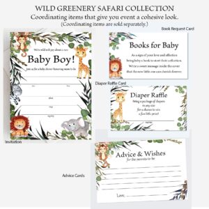 Set of 50 Safari Theme Books for Baby Shower Request Cards, Baby Shower Book Request Card, Jungle Theme Baby Shower Invitations