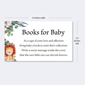 Set of 50 Safari Theme Books for Baby Shower Request Cards, Baby Shower Book Request Card, Jungle Theme Baby Shower Invitations