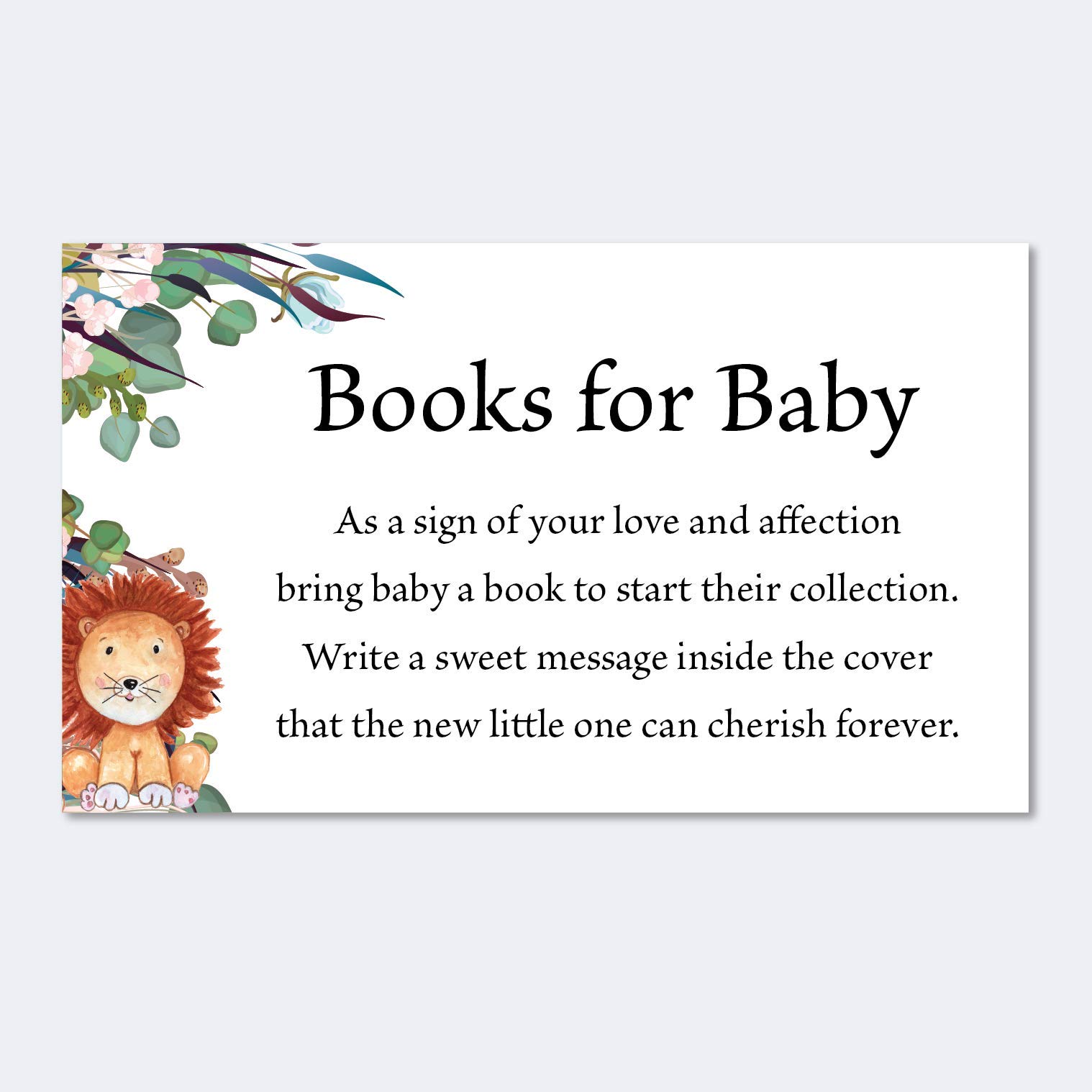 Set of 50 Safari Theme Books for Baby Shower Request Cards, Baby Shower Book Request Card, Jungle Theme Baby Shower Invitations