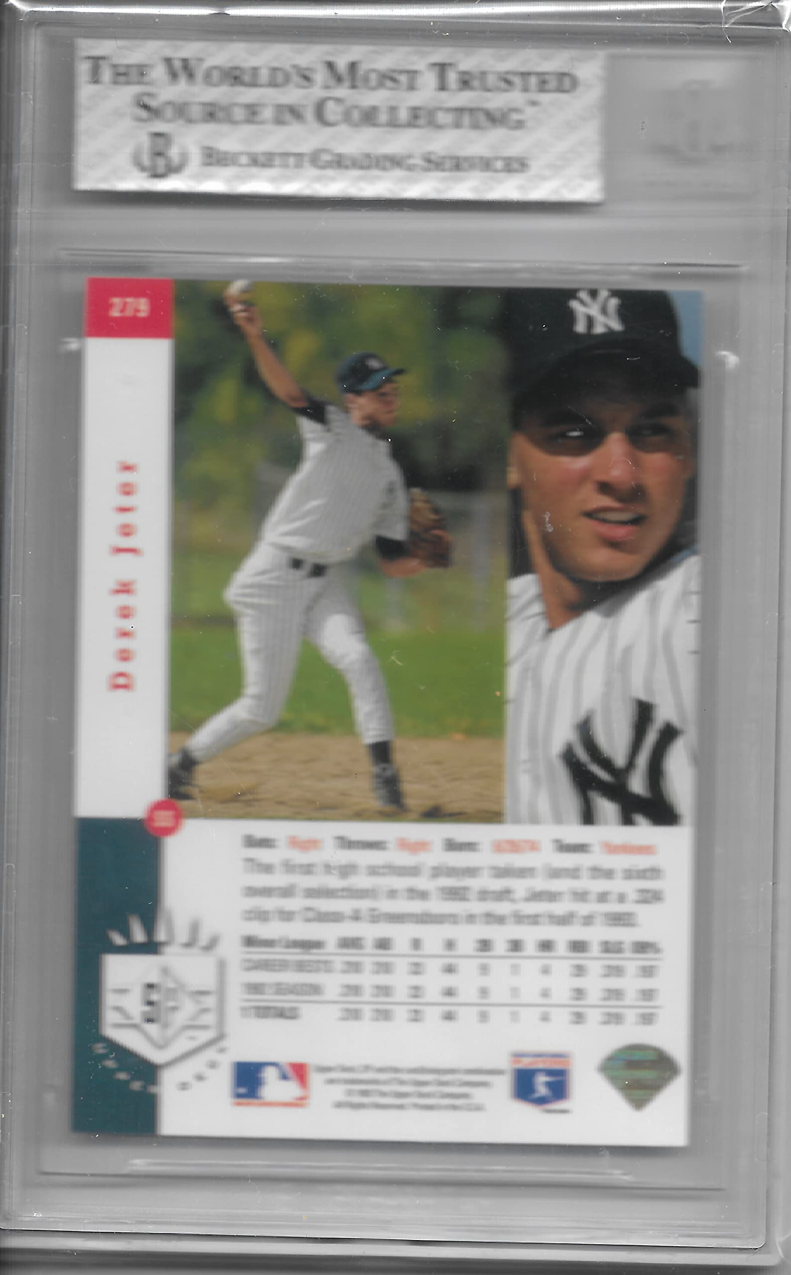 1993 Upper Deck SP Derek Jeter Rookie Card Graded Beckett 8 NM-MT