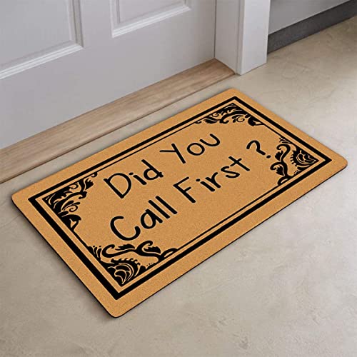 Assaoy Did You Call First Door mat, Funny Doormats Outdoor Entrance,Home Office Entry Mat Garden/Kitchen/Bedroom Mat Non-Slip Rubber 23.6 x15.7 Inch