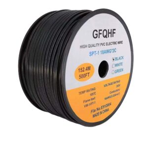 gfqhf 500ft spt-1 black electrical wire,ul listed 18/2 zip cord wire 18 gauge wire,work with spt-1 vampire plug