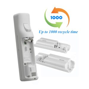 NIFERY Wii Remote Batteries Rechargeable, 2 Pack 2800mAh Rechargeable Batteries for Wii/Wii U Remote Controller (White)