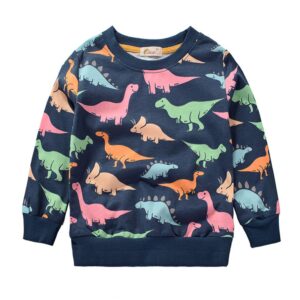 julerwoo girls cotton sweatshirts dinosaur printed crewneck tops (2t, navy)