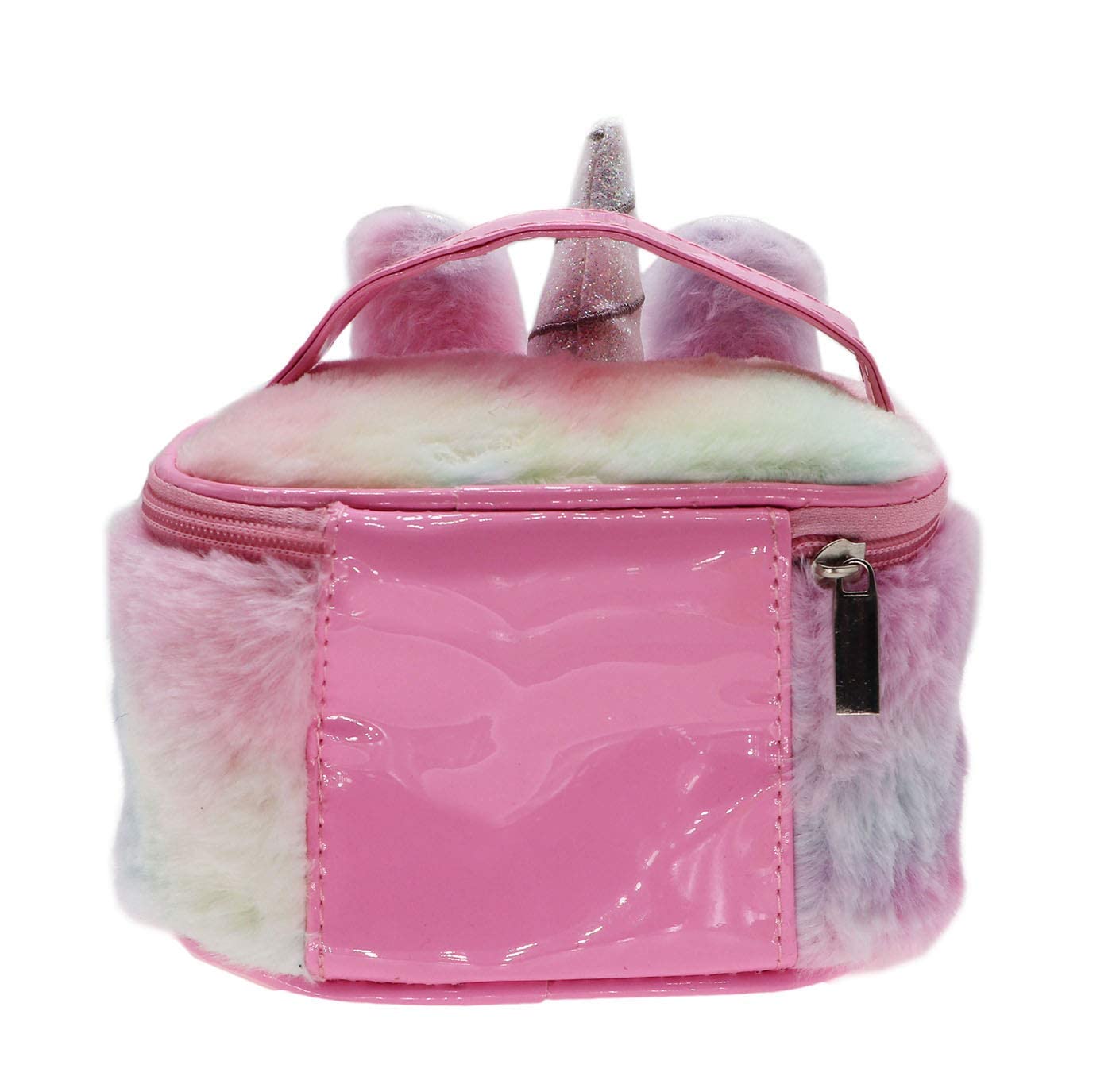 Newfancy Women Girls Kids Fluffy Faux Fur Unicorn Makeup Bag Small Cosmetic Organizer Plush Travel Storage Bags Toiletry Kit Case