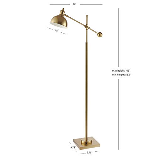 Safavieh FLL4073A Lighting Dagen Brass Gold Adjustable (LED Bulb Included) Floor Lamp