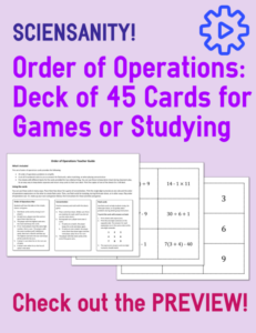 order of operations cards