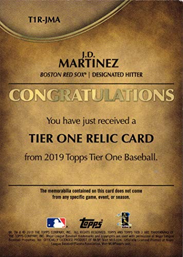 2019 Topps Tier One Relics #T1R-JMA J.D. Martinez Game Worn Red Sox Jersey Baseball Card - Only 399 made!