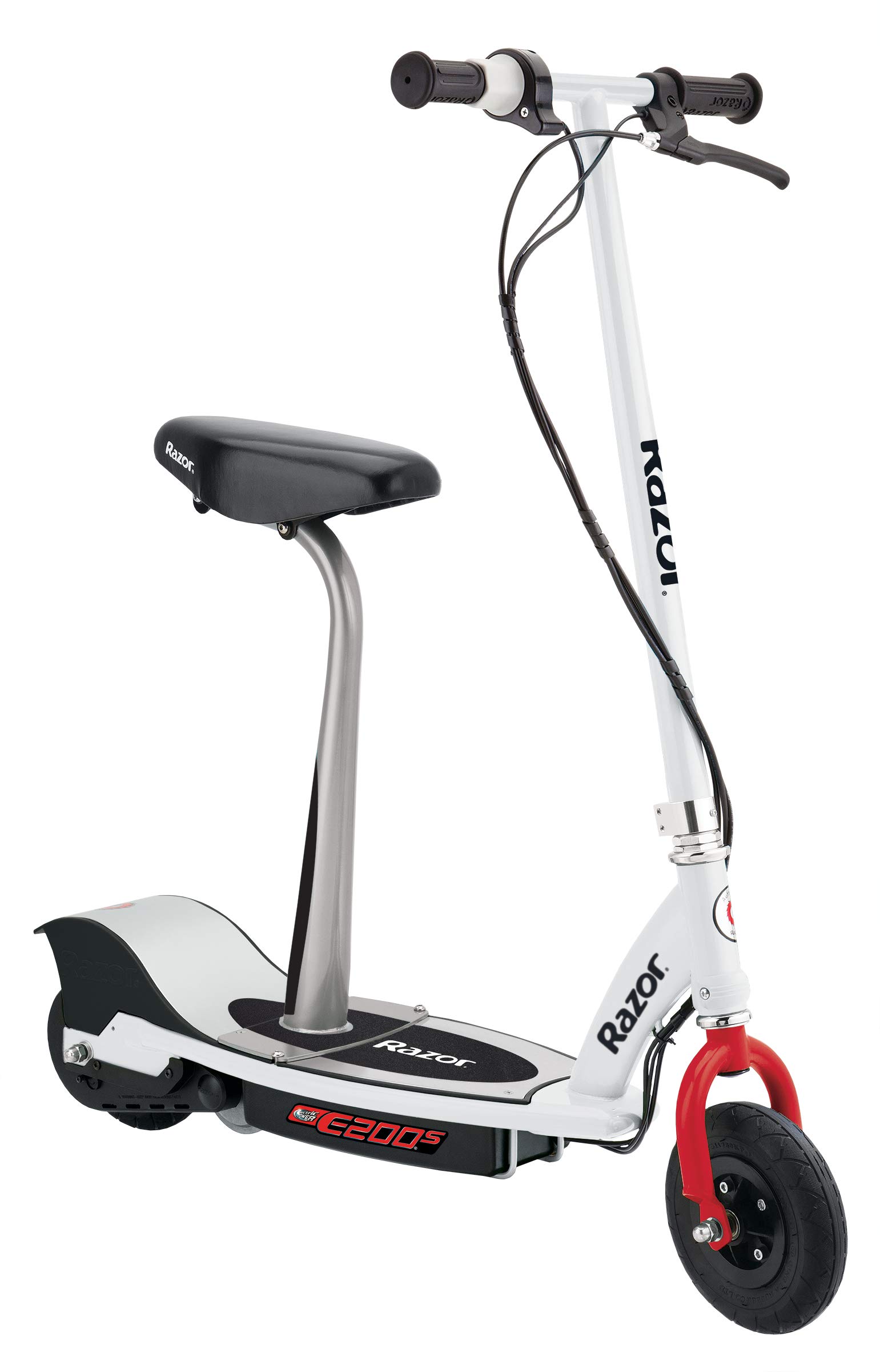 Razor E200S Electric Scooter - 8" Air-filled Tires, 200-Watt Motor, Up to 12 mph and 40 min of Ride Time, White