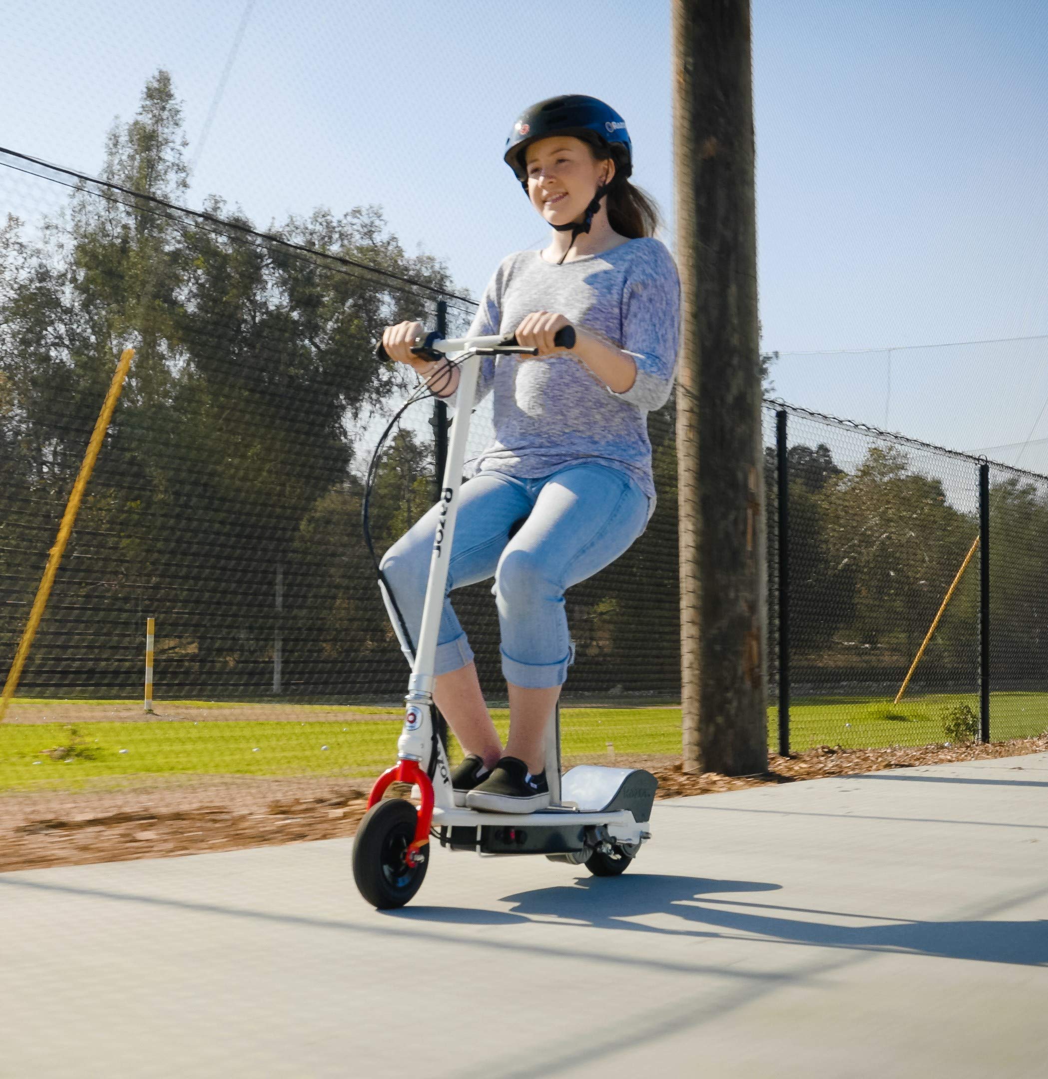 Razor E200S Electric Scooter - 8" Air-filled Tires, 200-Watt Motor, Up to 12 mph and 40 min of Ride Time, White