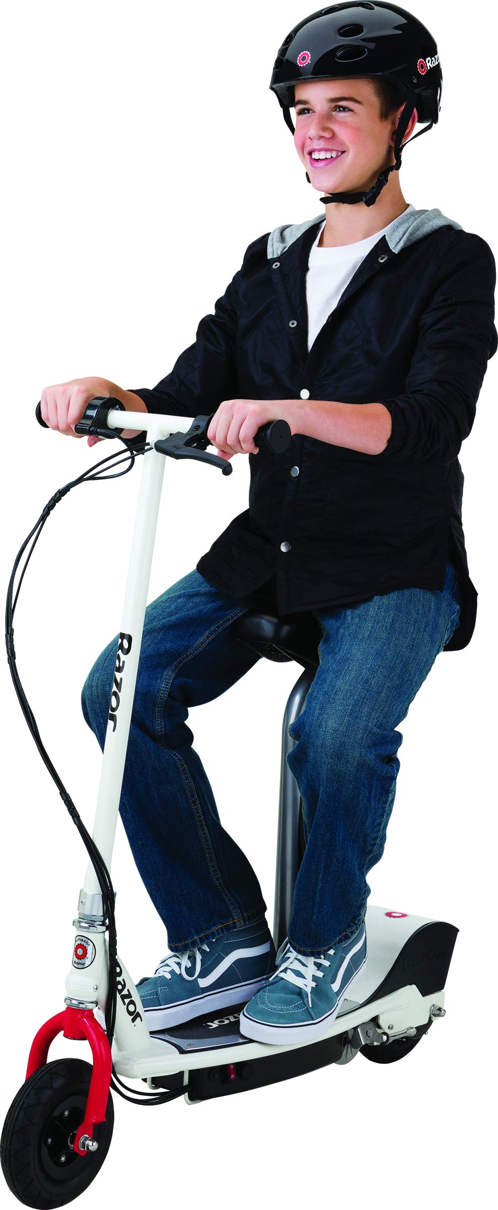 Razor E200S Electric Scooter - 8" Air-filled Tires, 200-Watt Motor, Up to 12 mph and 40 min of Ride Time, White