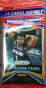 2019-2020 nba prizm basketball cello hanger pack fat pack chase zion williamson silver prizm rookie 3 exclusive red white blue prizm parallels per pack 15 cards in all