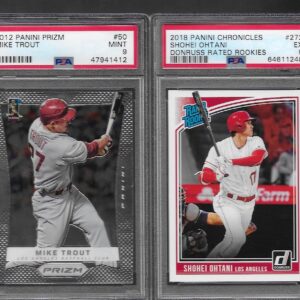 MINT RARE MIKE TROUT PANINI PRIZM #50 & SHOHEI OHTANI PANINI CHRONICLES #272 2 CARD ROOKIE LOT GRADED PSA MINT 9 ANGELS MVP SUPERSTARS PLAYERS