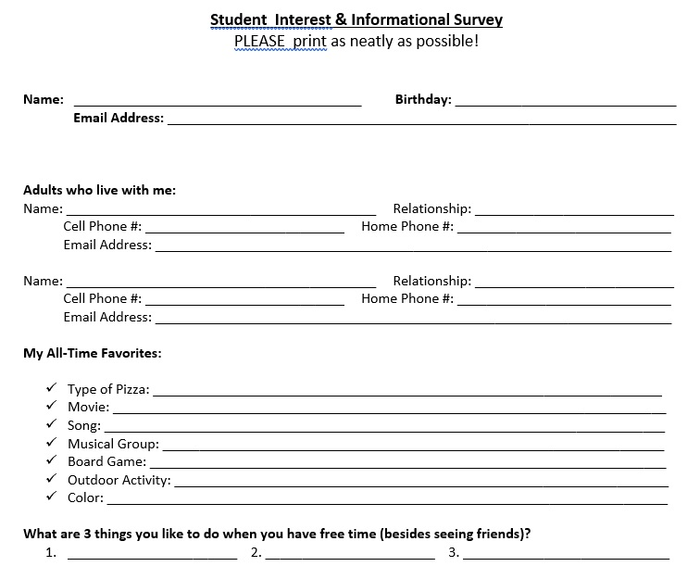 Student Interest Survey