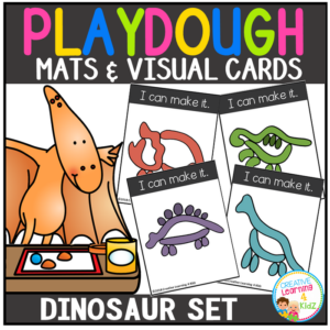 playdough mats & visual cards: dinosaur set