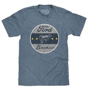 Tee Luv Men's Ford Bronco Logo Shirt (Indigo Heather) (M)