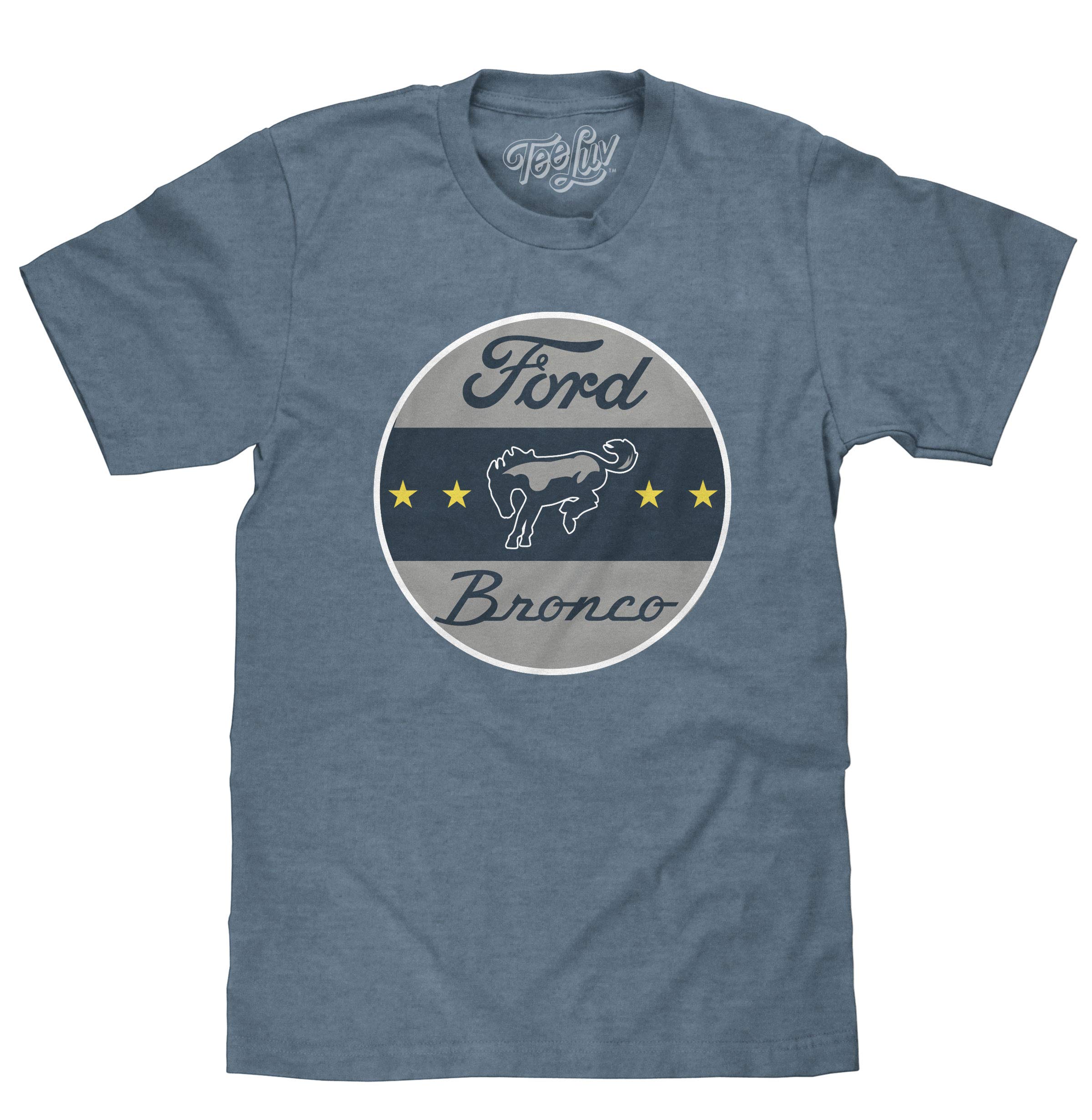 Tee Luv Men's Ford Bronco Logo Shirt (Indigo Heather) (M)