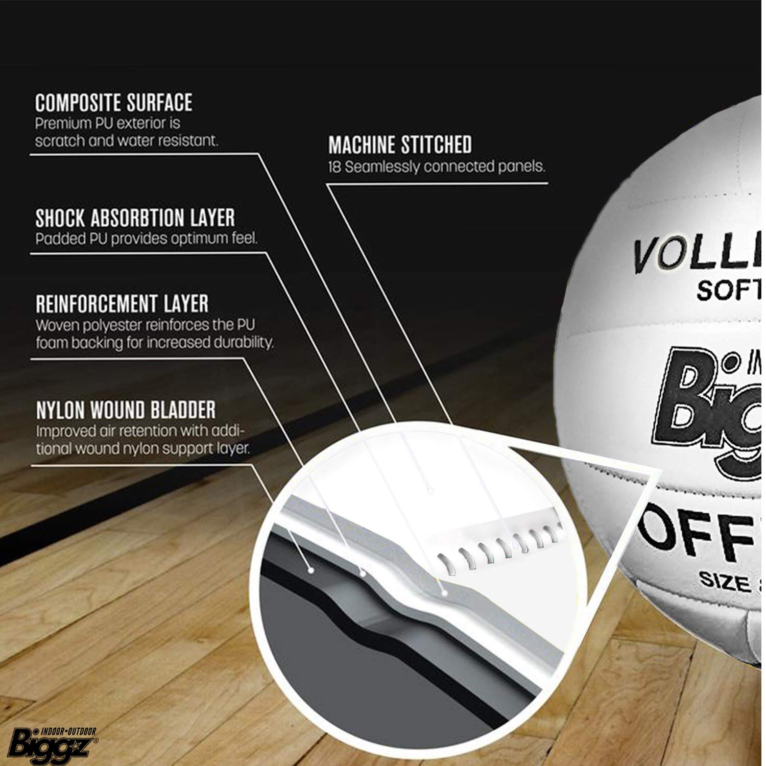 Biggz (6 Pack) Volleyballs - Soft Touch Leather - Indoor/Outdoor