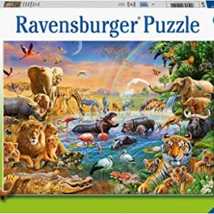 Ravensburger 12910 Savannah Jungle Waterhole 100 Piece Puzzle for Kids - Every Piece is Unique, Pieces Fit Together Perfectly