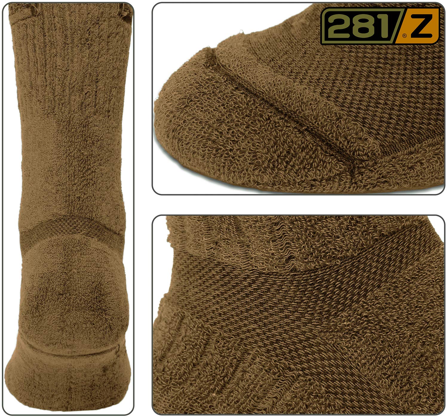 281Z Army Demi Season Breathable Over The Calf Uniform Boot Socks (Coyote Brown)(X-Small 4 Pairs Pack)